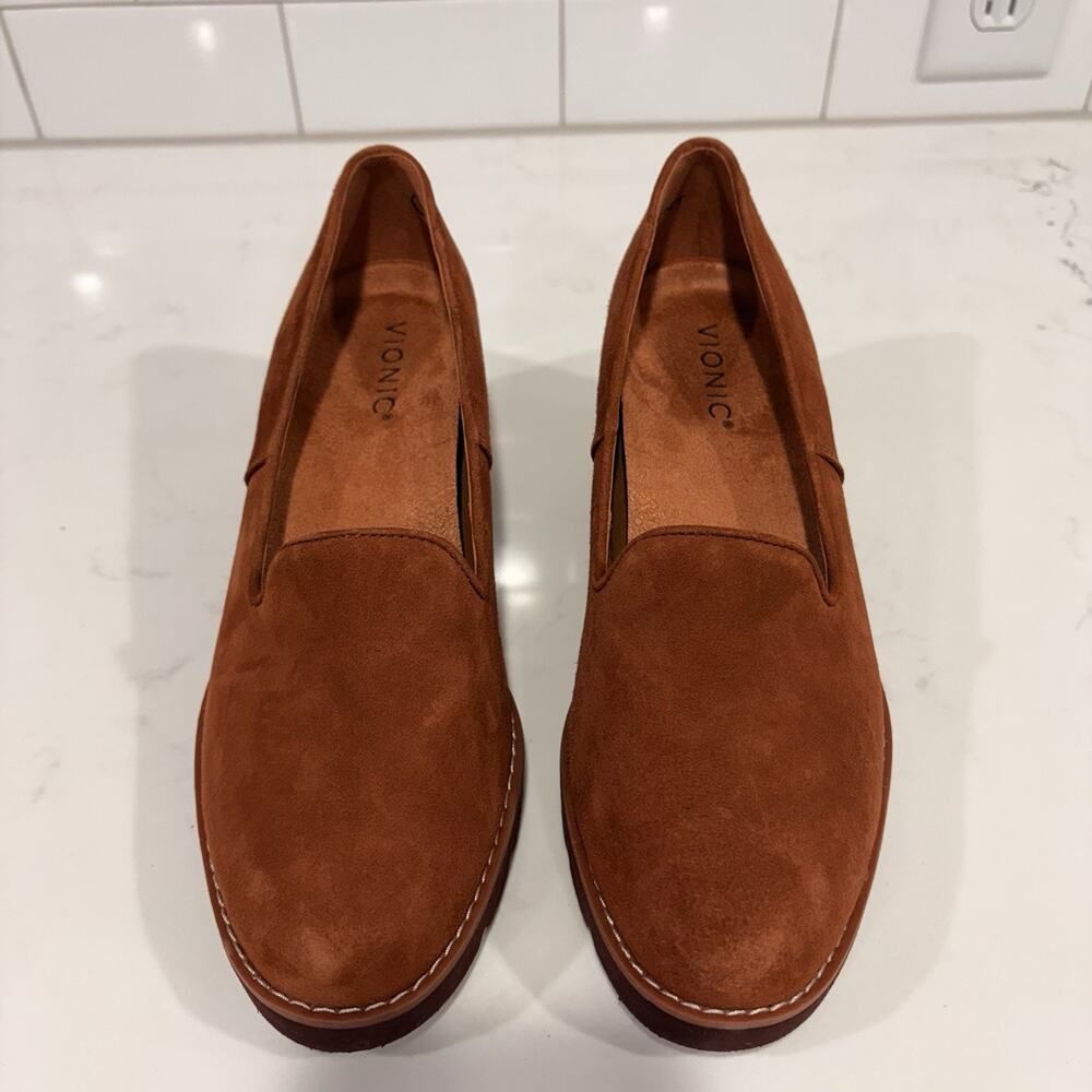 Vionic | Willa Wedge Slip On Shoes Loafer Suede Brown Comfort- Size 8.5 - Picture 2 of 10